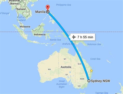 Sydney, Australia to Manila, Philippines to EST .